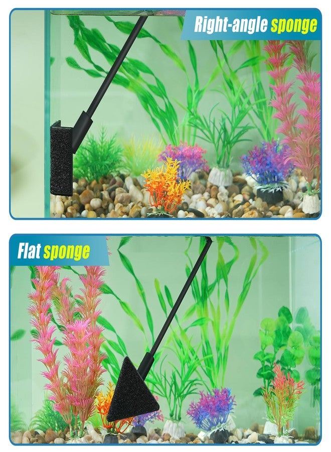AQUANEAT منظف أحواض السمك الصغيرة من أكوانيت، أدوات تنظيف أحواض السمك، منظف زجاج 3 في 1 مع مكشطة طحالب وفرشاة إسفنجية، لأحواض النانو الصغيرة حتى 10 جالون - Image 4